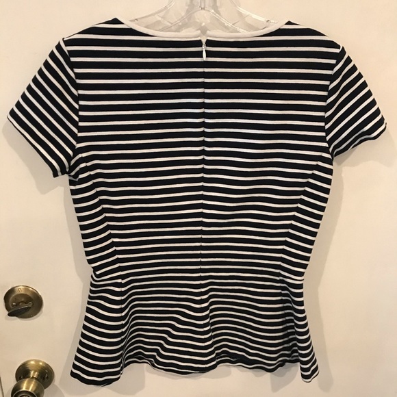 DONATED Theory Panna top Navy and white peplum knit - Picture 5 of 5